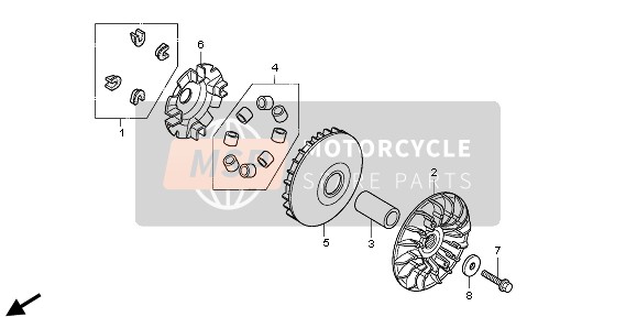 22130MCT000, Face Comp. B, Movable Drive, Honda, 0